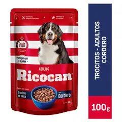 RICOCAN - Adultos Alimento Perros Pouch Trocitos 100gr Cordero
