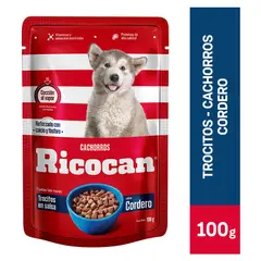 RICOCAN - Cachorro Alimento Perro Pouch Trocitos 100g Cordero