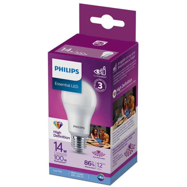 Foco LED Bulbo A65 E27 14W Luz Blanca