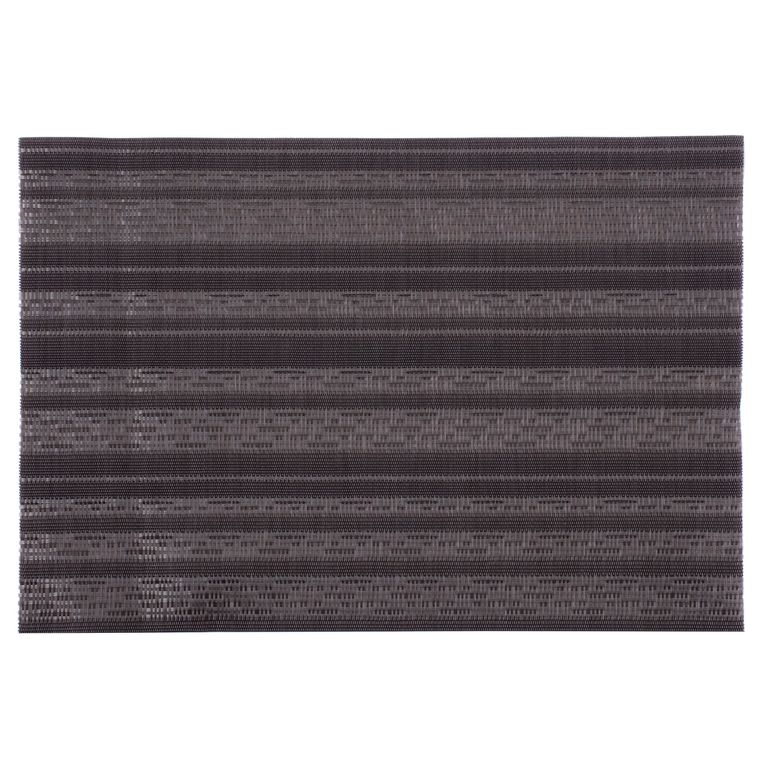 Individual Rectangular 30x45 cm PVC Rayas Negro/Gris
