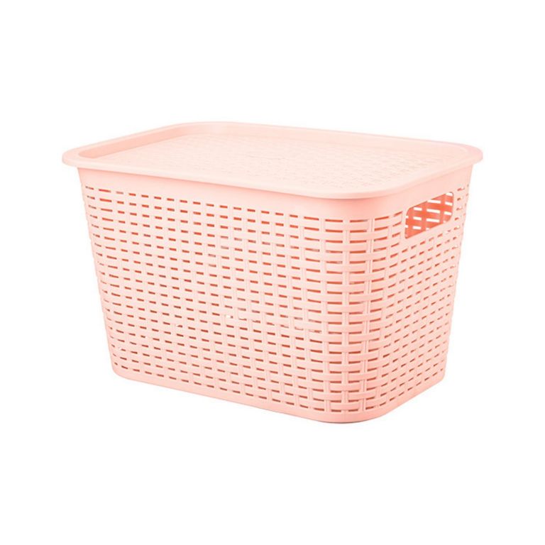 Canastilla organizadora de }plástico 22 litros Tavarúa Rosado