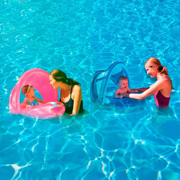 Flotador para Niños con Techo 74x74x59cm Azul/Fucsia