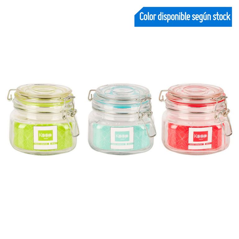 Frasco De Vidrio Hermético Colores 500Ml
