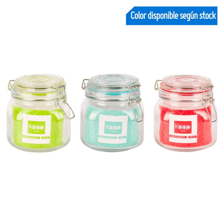 Frasco De Vidrio Hermético Colores 750Ml