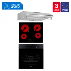 TEKA - Tricombo Cocina Empotrable 4 Quemadores TB 6415 + Campana Lineal 60cm CL 610 C/F + Horno Eléctrico 70 Lt HSB 610