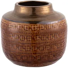 JUST HOME COLLECTION - Florero Kura Cerámica Tabaco Dorado 22x19.5cm