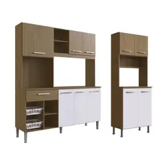 GENIALFLEX - Alacena Fiamma Melamina 164x47x195cm + Alacena Kenya MDP 62cm