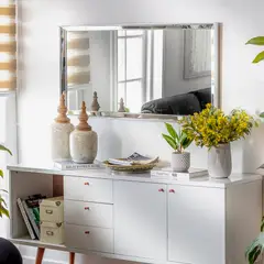 JUST HOME COLLECTION - Espejo Decorativo Rectangular Doble Bisel Plateado 120x60cm