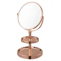 JUST HOME COLLECTION - Espejo Cosmético Organizador Giratorio Gold Rose 16cm