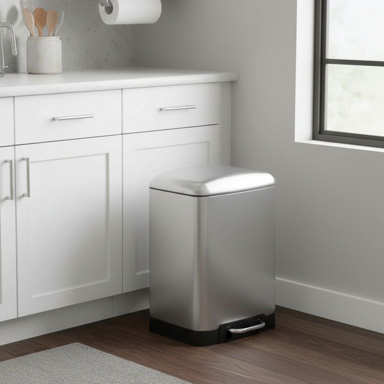 Papelera Rectangular de Acero Inoxidable con Pedal 12L