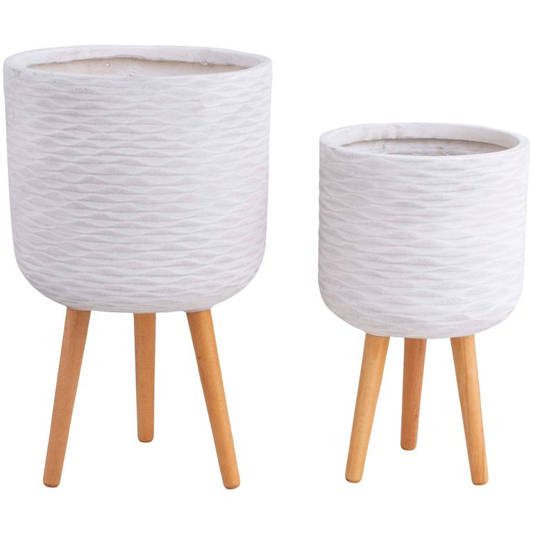 Set 2 Maceteros con Patas Blanco 29x29x22