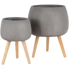 JUST HOME COLLECTION - Set 2 Maceteros con Patas Café 42x51x