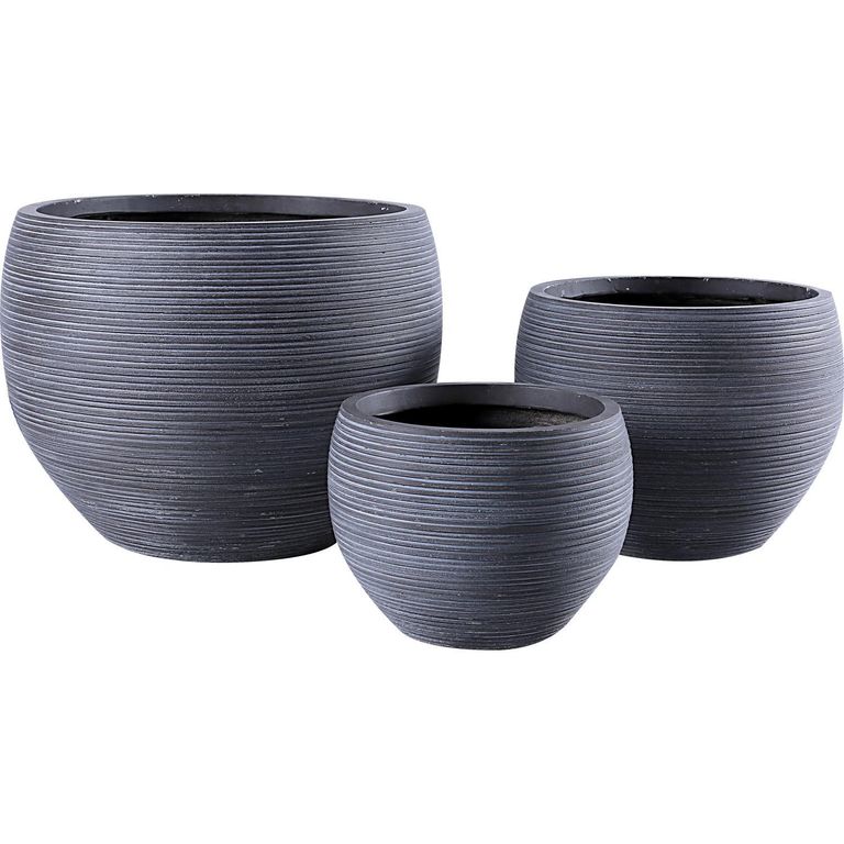 Set 3 Maceteros Stripe Gris 50x38x