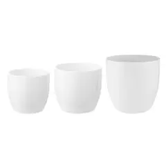 SK - Macetero Basel Blanco 19cm + Maceta Basel Blanco 14cm + Macetero Basel Blanco 240cm
