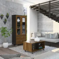 TUHOME - Vitrina 3 Repisas + Mesa de Centro