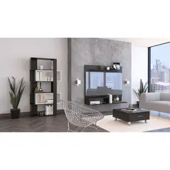 TUHOME - Combo Panel TV 55'' + Estante 7 Repisas + Mesa de Centro Beijing
