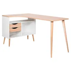 TVILUM - Escritorio en L Blanco/Natural Melamina Oslo