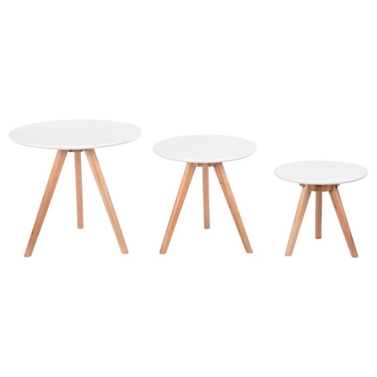 Set 3 Mesas Auxiliares Radius Blanca