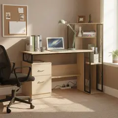 JUST HOME COLLECTION - Escritorio Roble Melamina Porto con Estante