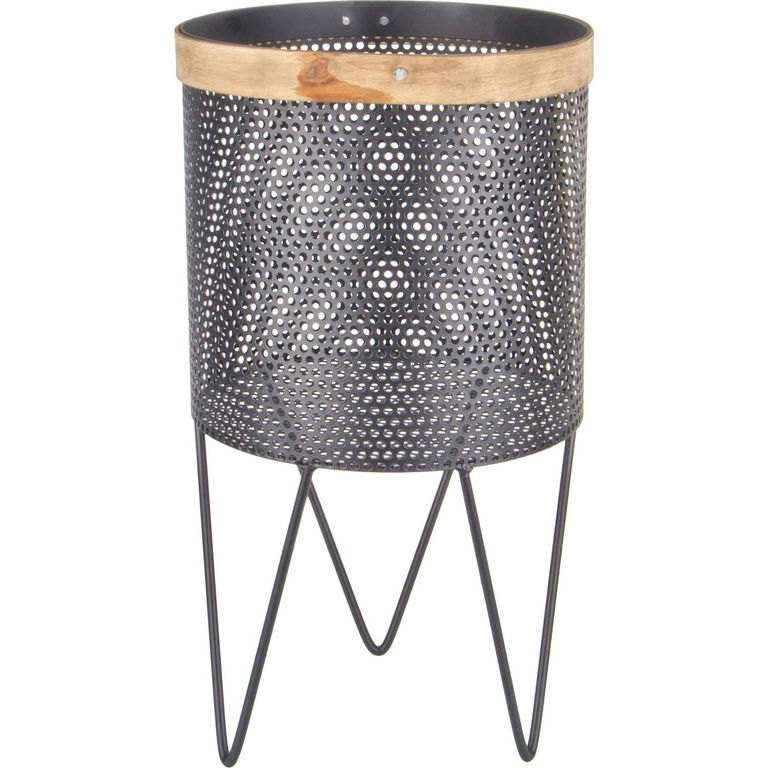 Porta Macetero Acero Negro/Dorado 32 cm