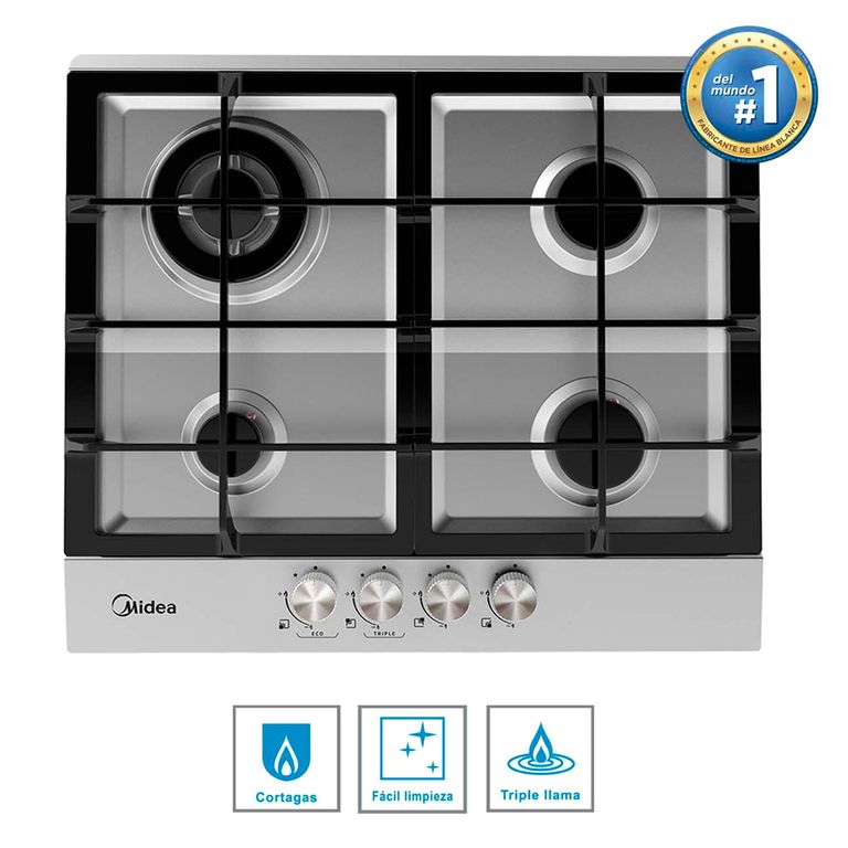 Cocina empotrable Gas Midea MTGB24R6EAS X4 Quemadores