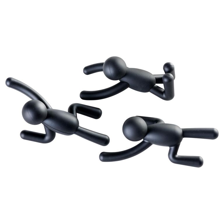 Set 3 Ganchos de Pared Buddy Negro