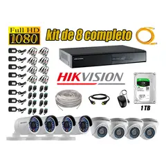 HIKVISION - Kit 8 Cámaras de Seguridad Full HD 1080p Disco 1TB Vigilancia + kit de herramientas Gratis