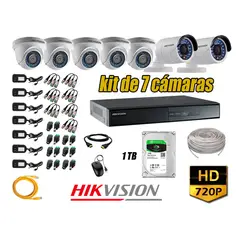 HIKVISION - Kit 7 C?maras de Seguridad HD 720p Disco 1TB Vigilancia + Kit de Herramientas