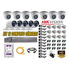 Hikvision - Kit 12 Cámaras de Seguridad HD 720p Disco 1TB Vigilancia + Kit de Herramientas