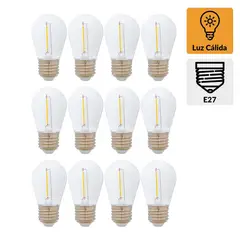 JUST HOME COLLECTION - Pack x12 Focos LED S14 E27 1 W 90 lm Luz Cálida