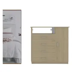 TUHOME - Combo Cómoda + Zapatera Dreams Rovere/Blanco