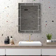 TUHOME - Espejo de Baño Turin Rectangular con Marco Sandblasting 71x53x1.9cm