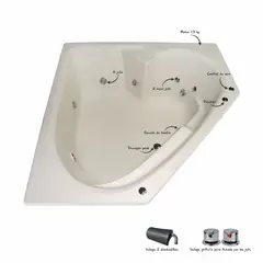 CUBA&SPA - Tina Hidromasaje Esquinera Contesa Builder 150x150cm Bone
