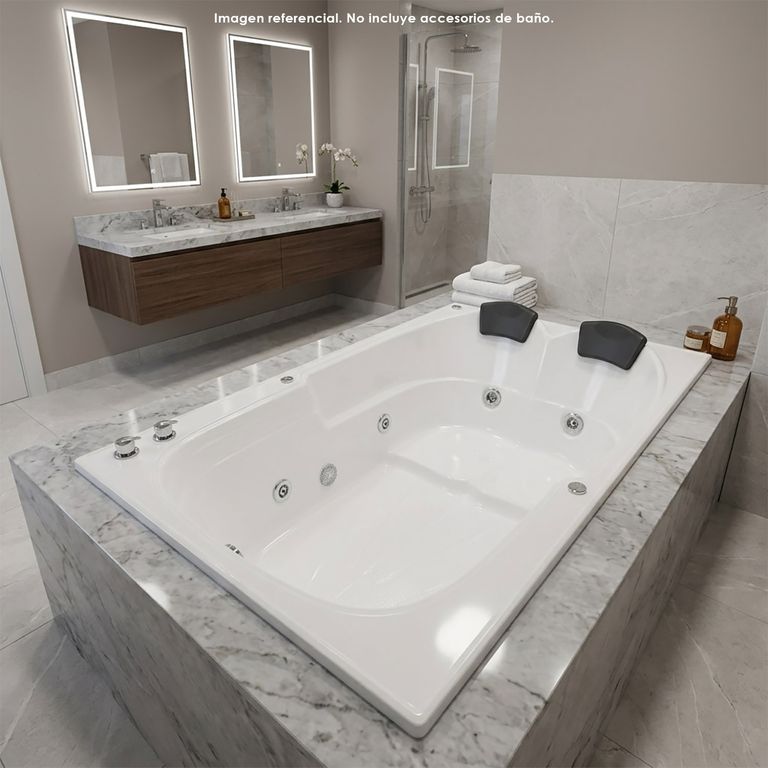 Tina Hidromasaje Rectangular Karmine Ejecutiva 180x120cm Blanca