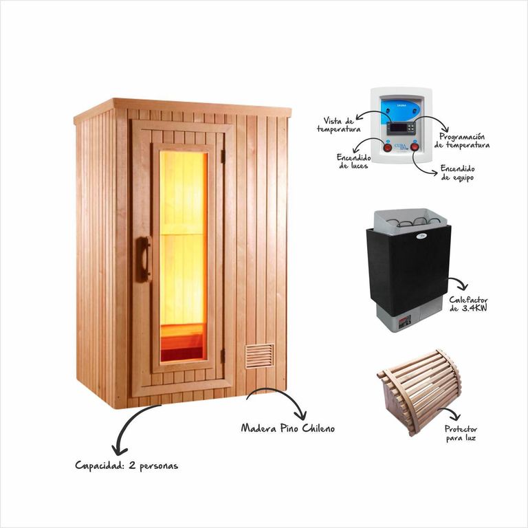 Cabina de Sauna 200x150x100cm 2 Caras