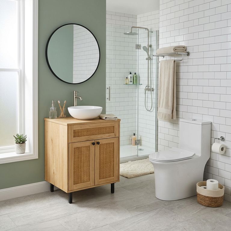 Combo Inodoro One Piece Bilbao + Mueble de Baño Etna 60x46x97cm + Lavamanos