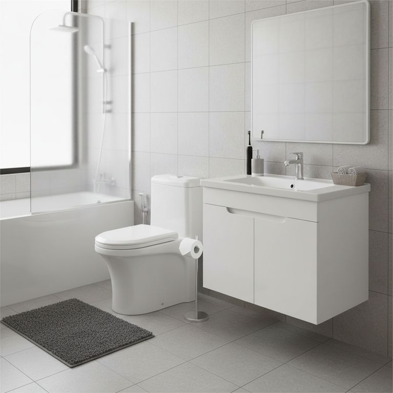 WC Inodoro One Piece Roma Blanco + Mueble de Baño Vanitorio Almada Blanco 60x46x55cm
