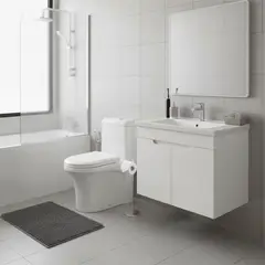 SENSI DACQUA - WC Inodoro One Piece Roma Blanco + Mueble de Baño Vanitorio Almada Blanco 60x46x55cm