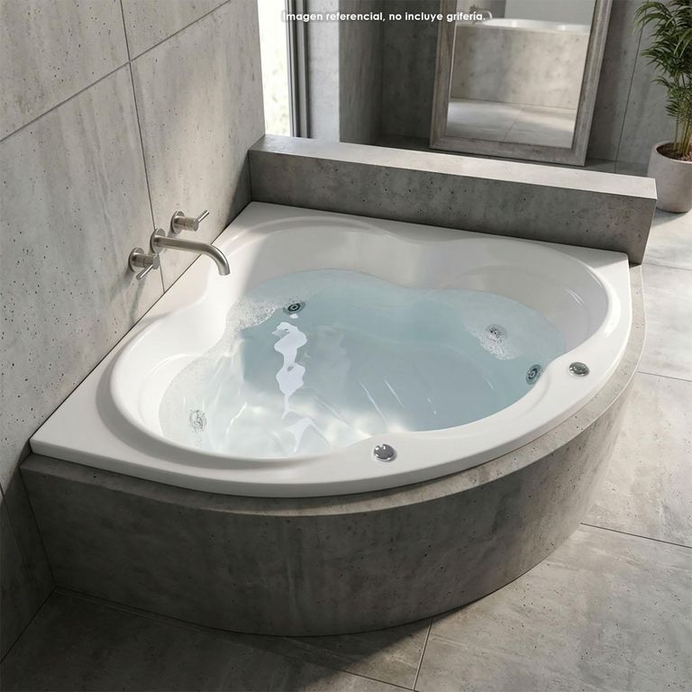 Tina Hidromasaje Esquinera Corian Builder 130x130cm Blanca.