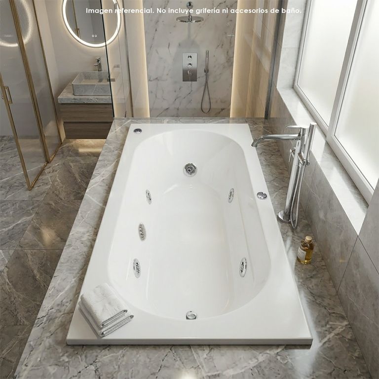 Tina Hidromasaje Rectangular Galaxy I Builder 140x75cm Blanca