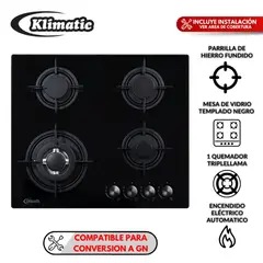 Klimatic - Cocina empotrable Gas Klimatic Nina 60 X4 Quemadores