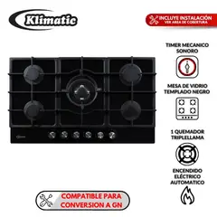 KLIMATIC - Cocina empotrable Gas Trevi 90 Pro X5 Quemadores