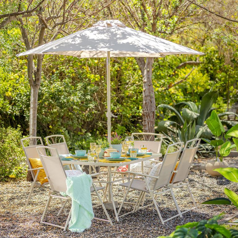 Juego de Comedor Terraza Santa Lucia 6 Personas Taupe