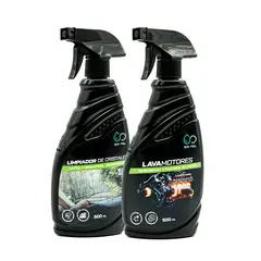 ECO-FULL - Kit de Limpieza para Auto Lavamotores 500 ml + Limpia Cristal 500 ml