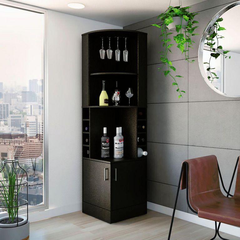 Bar Esquinero con Botellero y Portacopas 2 Puertas Syrah