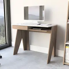 TUHOME - Escritorio Recto Note 1 Cajon Blanco / Miel