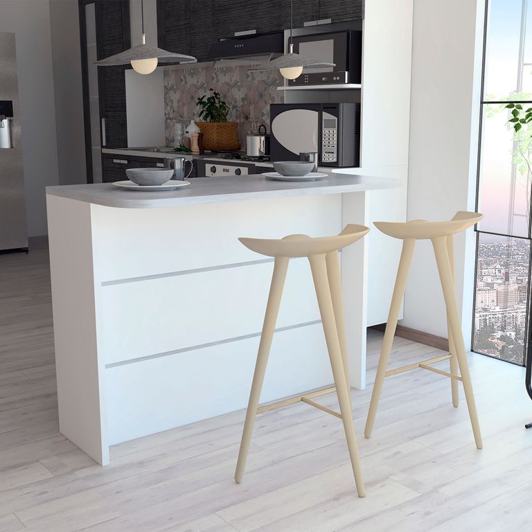 Barra Auxiliar De Cocina Fendi Cemento Blanco