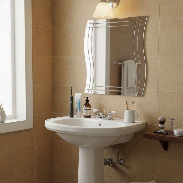 Espejo de Baño Curvo Deco Lineal 46x40cm