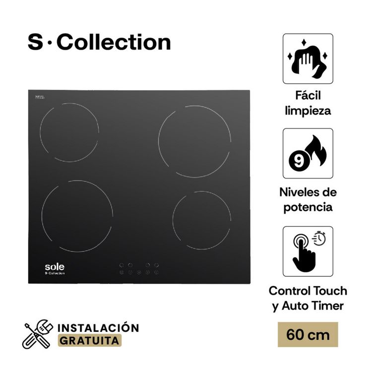 Cocina empotrable Eléctrica Sole 3120SOLCO021V2 X4 Quemadores