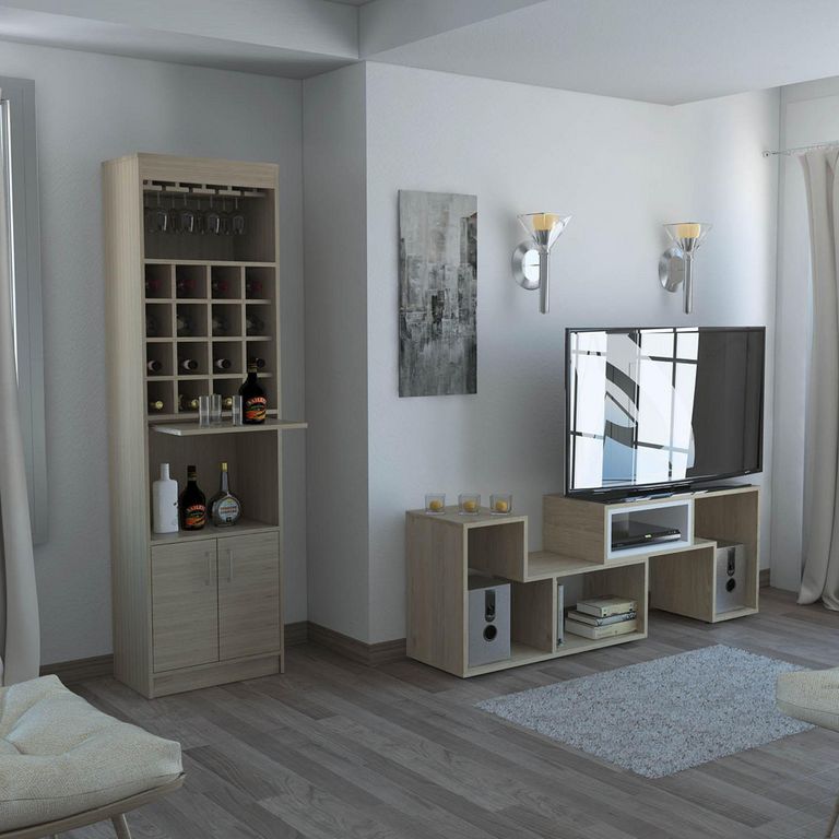 Combo Mesa de TV 40" Extensible + Bar Cava Beijing